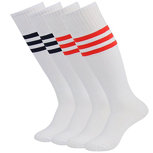Lucky Commerce Unisex Men's Women's Knee High Solid Sport Soccer Football Socks 10/4/2 Pairs