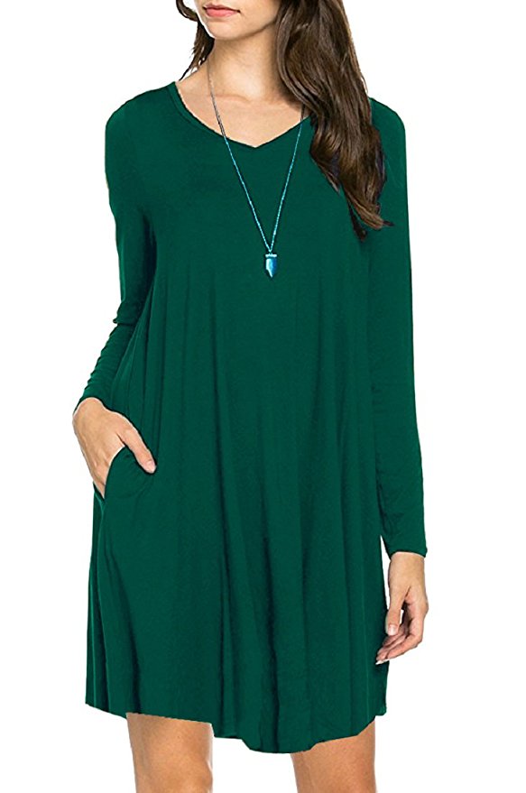 VIISHOW Women's Long Sleeve Casual Loose T-Shirt Dress