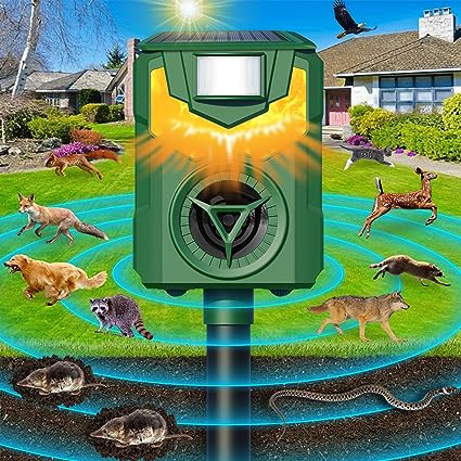 Solar Animal Repeller, 2023 Newst Cat Repellent Outdoor,Solar Powered Animal Repeller with Motion Sensor and Flame Light, Repel Dogs Cat Fox Raccoon Skunk Rabbit Squirrels