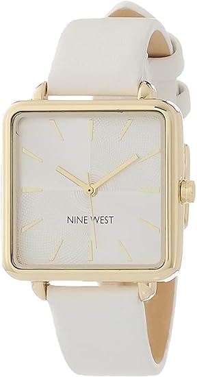 Nine West Women's Strap Watch, White/Gold, Modern