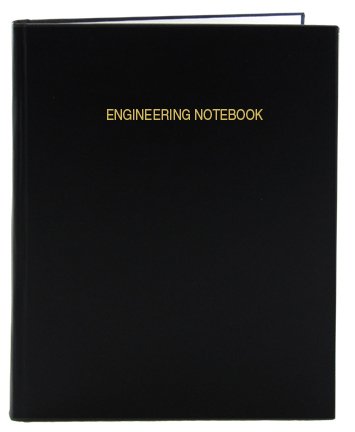 BookFactory Black Engineering Notebook - 96 Pages (.25" Engineering Grid Format), 8" x 10", Engineering Lab Notebook, Black Cover, Smyth Sewn Hardbound (EPRIL-096-SGS-A-LKT4)