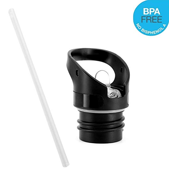 Straw Lid for Hydro Flask Standard Mouth Water Bottle. New and Improved Design Replacement Cap for 1.91" Mouth Insulated Water Bottle 12 oz, 18 oz, 21 oz, 24 oz. (Black)
