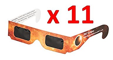 Solar Eclipse Glasses 10-pack  1 FREE! (Paper / Mylar Safety Viewing Goggles for 2017 Eclipse) CE and ISO Certified Safety Protection!