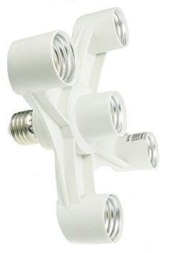 Uniox 5 in 1 Standard Medium Base Lamp Holder Splitter 5 Sockets Adapter White