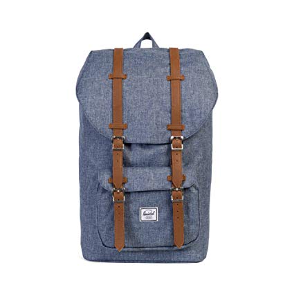 Herschel Little America Backpack - Dark Chambray Crosshatch/Tan Synthetic Leather