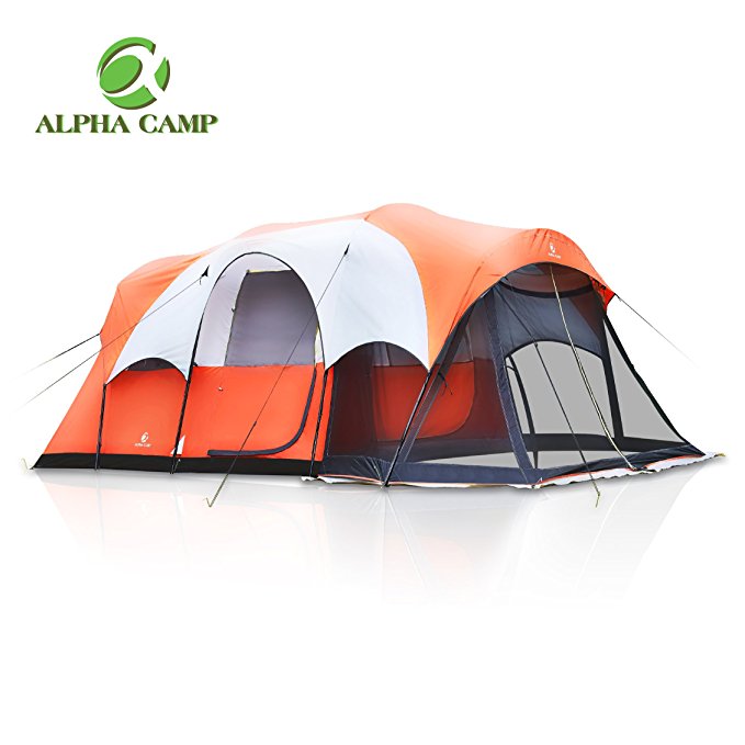 ALPHA CAMP 6 Person Tent with Screen Room Cabin Tent Design - 17' x 9'
