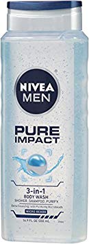 Nivea 3-in-1 Pure Impact Body Wash for Men-New Value Pack Size-16.9 Ounce (Pack of 9)