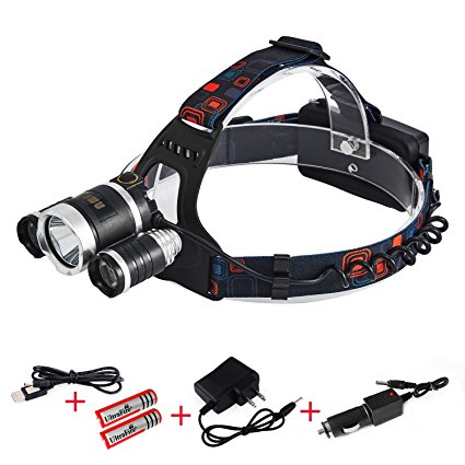AMASKY(TM) 4 Mode Waterproof Bright Headlight ,with 3 CREE LED Light,for Hiking Camping Riding Fishing Hunting Biking Outdoor Sports