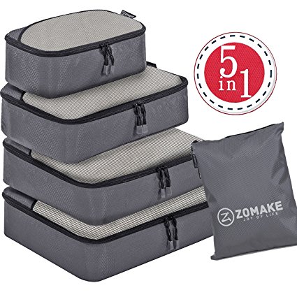 ZOMAKE Packing Cubes 4 Piece Set - Travel Accessories Organizers Versatile Travel Packing Bags Plus Free Laundry Bag