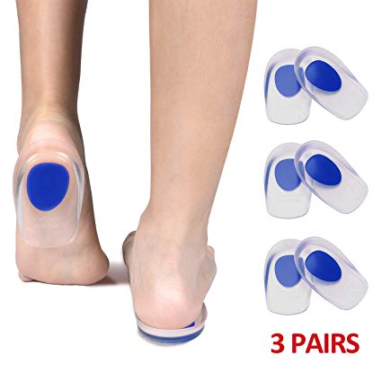 MaStrap 3 Pairs Gel Heel Cups Plantar Fasciitis Inserts Silicone Pads Cushion for Bone Spurs Pain Relief Protectors of Sore Bruised Feet Best Insole Gels Treatment (Large)