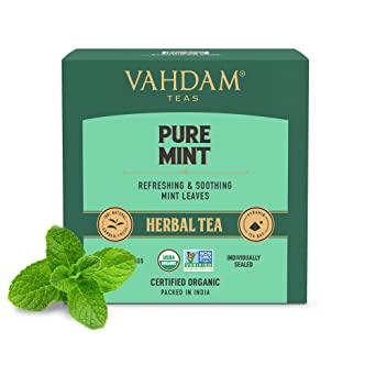 VAHDAM, Organic Pure Mint Green Tea Bags |100% Whole Leaf Natural Mint Tea - Spearmint Tea (70%) + Peppermint Tea (30%) | Refreshing & Relaxing Tea for PCOS & Reduce Unwanted Hair