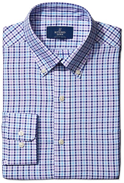 Buttoned Down Men's Classic Fit Button-Collar Pattern Non-Iron Dress Shirt