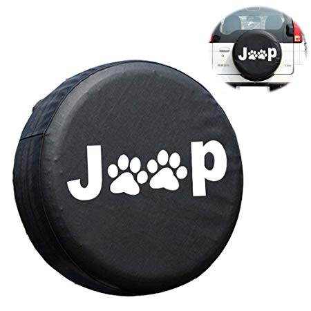 EIGIIS Jeep Spare Tire Cover, Leather Waterproof Dust-Proof Thicken Jeeps Wheel Protectors Covers Fit 16-17 Inch Jeep Wrangler Liberty (17 in (32"-33"))