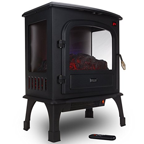 Della 1500W Electric Stove Heater Portable Fireplace Freestanding Log Wood w/ Remote