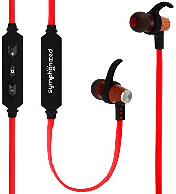 Symphonized XTC Bluetooth Wireless Wood In-ear Noise-isolating Headphones | Earbuds | Earphones with Mic & Volume Control (Red)