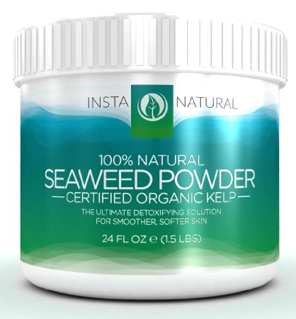 Seaweed Kelp Powder - Certified Organic & 100% Natural for Facial Masks, Body Wraps & Body Wash Soap - Best Detox Solution & Cellulite Removal - Body Toner For Smooth, Soft Skin - InstaNatural - 24 OZ