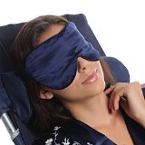 Elma Pure 19mm Mulberry Silk Eye Mask Blindfold - Travel Sleep Adjustable Lightweight Breathable Silk Eyeshade Ficial Beauty - 100 Silk Filled Navy