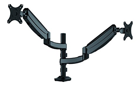 Dual Monitor Arm with Full Adjustable Motion for LCD Display Monitors from 10 - 27 Inches - Vesa 75x75/100x100 and Adjustable Angle -85 to 15 Degrees | Heavy Duty | Heavy (8.8 - 22 lbs) | Black