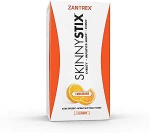 Zantrex SkinnyStix Energy Drink Mix   Antioxidants. Heightens Focus, Incredible Energy - Delicious 10-Calorie Packets – 15 Packets, Tangerine Flavor