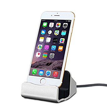 iPhone Charging Dock, Aplus  iPhone Desk Stand,Charge and Sync Stand for iPhone 7/7Plus iPhone 6/6Plus/6s iPhone 5/5Plus/5s ipad, iPhone docking Station (Silver)