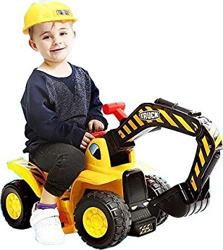 Toy Tractors For Kids Ride-on Excavator - Music Sounds Digger Scooter Tractor Toys Bulldozer Includes Helmet With Rocks - Ride On Tractor Pretend Play - Toddler Tractor Construction Truck - By Play22