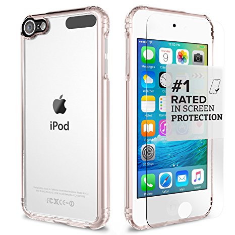 Apple iPod Touch 6th & 5th Generation Case, (Clear) Rose Gold SaharaCase Protective Kit with [Tempered Glass Screen Protector] Shock-Absorbing Bumper, Crystal Clear Scratch-Resistant Hard Back