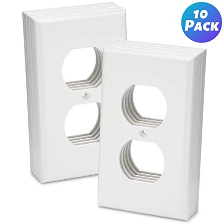Duplex Outlet Covers 10 Pack 1-Gang Duplex Outlet Wall Plate Outlet Cover Duplex Outlet Cover 1 Outlet Cover 1-Gang Wallplate 1 Gang Wall Plate Electrical Outlet Covers Power Outlet Cover - White