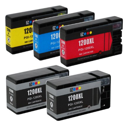 E-Z Ink (TM) Compatible Ink Cartridge Replacement For Canon PGI-1200 XL PGI-1200XL PGI1200XL High Yield (2 Black 9183B001, 1 Cyan 9196B001, 1 Magenta 9197B001, 1 Yellow 9198B001) 5 Pack