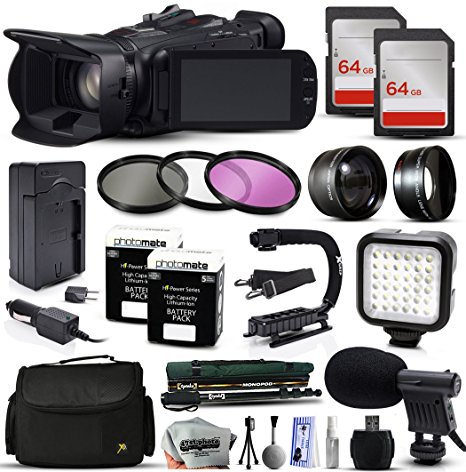 Canon XA25 Professional Camcorder Video Camera   128GB Memory   Travel Charger   3 Filters   2 Batteries   Opteka X-Grip   LED Light   Microphone   Monopod   Large Case   Dust Cleaning Kit   More