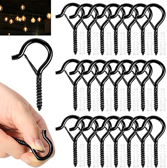 50 Pieces Q-Hanger Hooks for Outdoor Lights Screw Hook,Capacity Screw-in Hooks with Windproof Safety Buckle Design for Plant Bracket, Bird Feeders, Wind Chimes, Wire, Decoration Hanging
