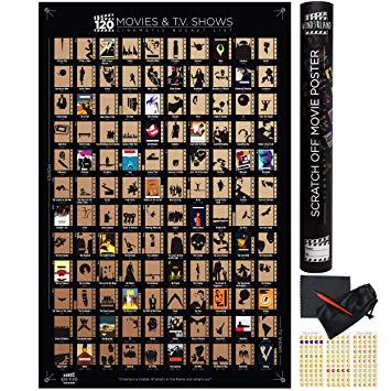 Wond3rland Premium Scratch Off Movie Poster with 100 Films & 20 TV Shows | Unique Black Cinematic Bucket List | Deluxe Gift for Cinema Lovers | Bonus - Complete Accessories Set Included