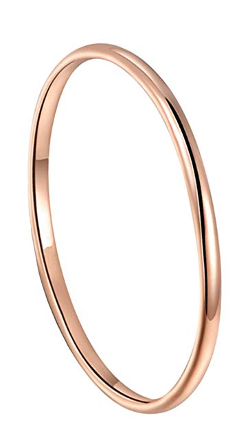 King Will GLORY 2mm Rose Gold Plated Polish Comfort Fit Thin Domed Tungsten Carbide Ring Wedding Band