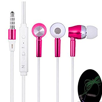 Pashion 3.5mm Glow-in-the-Dark Fluorescent Headphone Headset Earphone Earbuds for iPhone, Samsung, Android and any Other 3.5mm Audio Jack Device