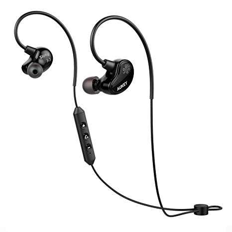 AUKEY Loops Bluetooth Headphones, Wireless Sport Earbuds with Build-in Mic/APT-X /Remote for iPhone, Android Cell Phone, Tablet and More (EP-B29, Black)