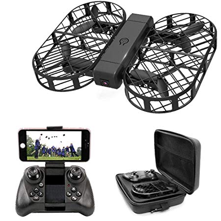 Dwi Dowellin FPV Drone with 720P HD Camera Live Video Foldable Mini RC Drones Crash Proof One Key Take Off Landing Flips and Rolls Micro Quadcopter with Case for Kids Beginners Adults