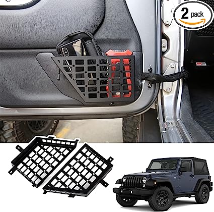 Guina Front Door Storage Boxs,Door Side Insert Organizer Box Compatible with Jeep Wrangler JK 07-18,2Pcs(Black)
