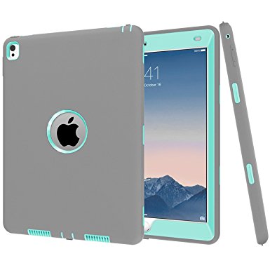 iPad Pro 9.7 inch Case, iPad Pro 9.7 Heavy Duty Case,Shock-Absorption / High Impact Resistant Armor Defender Case For iPad Pro 9.7 inch 2016 Release(Grey Mint Green)