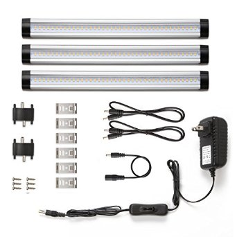 LE® Under Cabinet LED Lighting, 3 Panel Kit, Total of 12W, 900lm, 12V Warm White, 24W Fluorescent Tube Equivalent, All Accessories Included, Closet Light, Under Counter Lighting