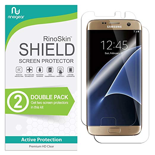 [4-Pack] RinoGear for Samsung Galaxy S7 Edge Screen Protector (Full Body Front/Back) Case Friendly Screen Protector for Samsung Galaxy S7 Edge Accessory Full Coverage Clear Film