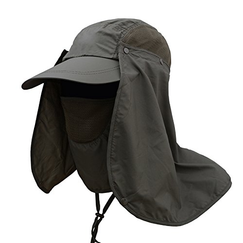 Summer Sun Hat By Page One,360°Outdoor Sun Protection Fishing Hat With Removable Neck&Face Flap Cover,UPF 50  Cap For Men And Women