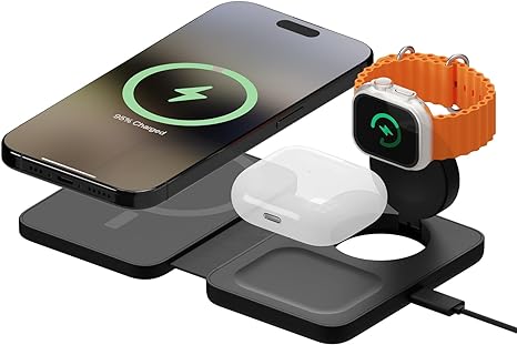 Mous - 3 in 1 Wireless Charger - Travel Charger for Multiple Devices MagSafe Compatible for iPhone, Apple Watch and AirPods