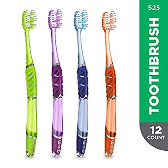 GUM Technique Deep Clean Toothbrush, Compact Soft Bristles, Item 525 Professional Samples, 12 Count