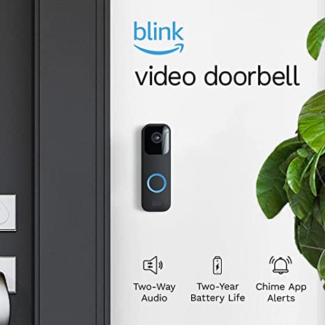 Blink Video Doorbell (Black)   Mini Camera with Sync Module 2 (White) | Two-Way Audio, HD Video, Motion and Chime Alerts | Alexa Enabled