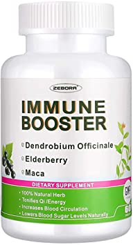 Elderberry Immune Booster Support Healthy-Respiratory-System - Sambucus Herbal Increases Blood Circulation w/Dendrobium Officinale & Maca, Natural Energy, Memory Liver Support, 60 Tablets