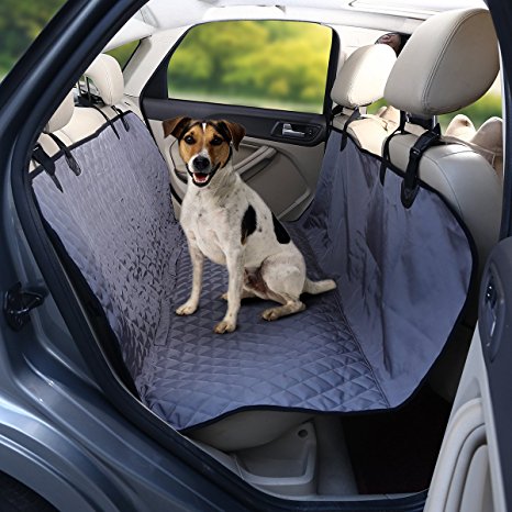 isYoung Portable Dog Car Seat Cover with Non - skid Design - Odorless, Waterproof and Durable 900D Nylon Material - Harmless to Dog Seat Cover for Cars (Black/Gray)