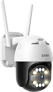 ZOSI 3K Outdoor WiFi Pan/Tilt Camera,5MP C296 Plug-in Home Surveillance Camera,Smart Person Vehicle Detection,Human Motion Tracking,Night Vision,2 Way Audio,Floodlight Siren,Cloud & SD Card Storage