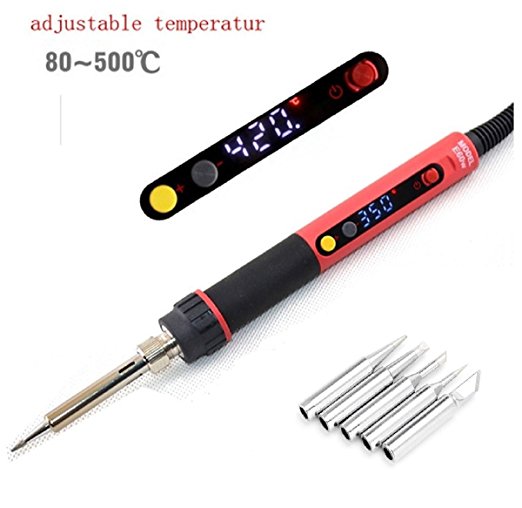 AmiciKart 90W Digital Adjustable Temperature Soldering Iron Station with Stable Tip Temperature And Inbuilt On-Off Button With Extra 5 Soldering Bits