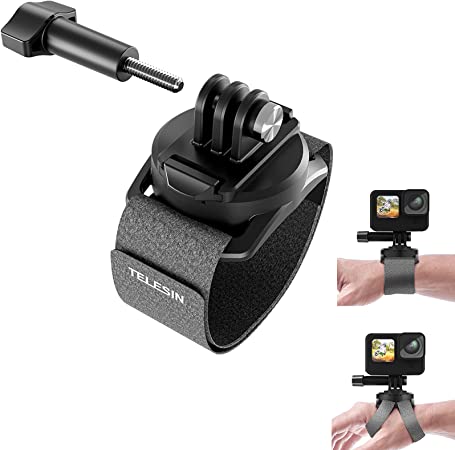 TELESIN Upgraded Wrist Strap, 360 Rotation Arm Plam Ankle Mount Band Holder Cycling Mount for GoPro Max Hero 11 10 9 8 7 6 5 Insta360 X3 ONE X2 RS Go2 DJI Action 3 Action 2 Camera Accessories