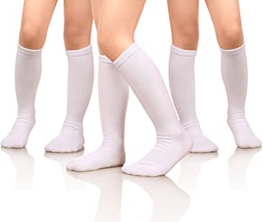 MIUBEAR Girls Cotton Knee High Socks School Girls Uniform Soccer Sport Socks 3-13 Years Old Pack Of 3