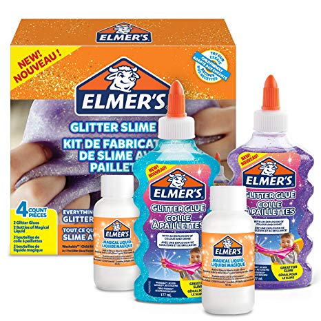 Elmer’s Glitter Slime Kit with Purple & Blue Glitter Glue Plus 2 Bottles of Magical Liquid Slime Activator, 4 Count